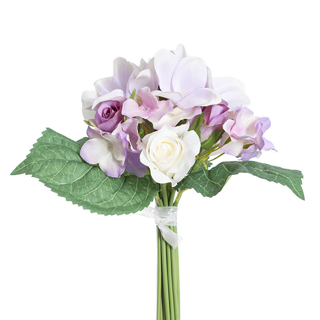 Frangipani Rose Bouquet Sweet Violet (28cmH)