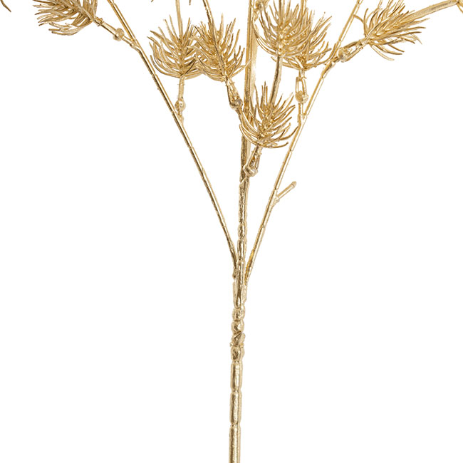 Thistle Flower Spray Metallic Gold (89cmH)