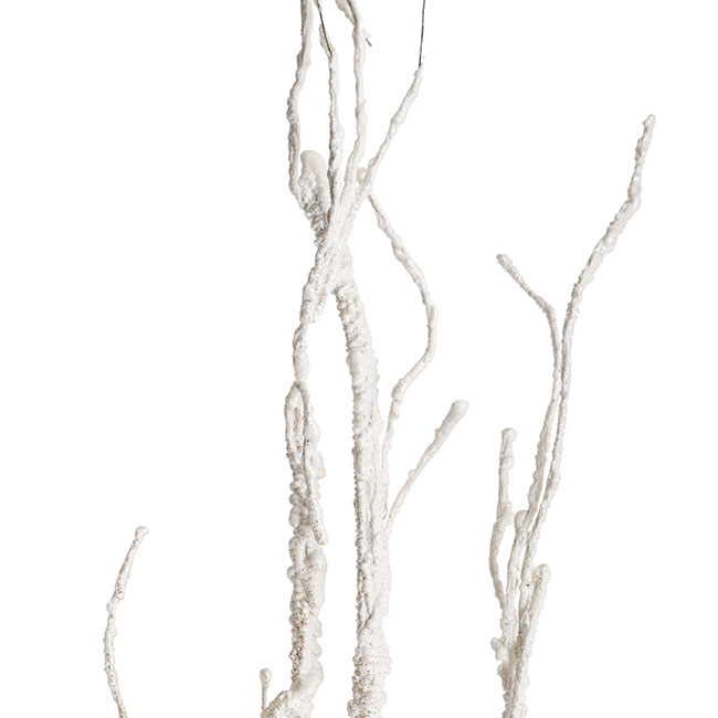 Artificial Long Stem Twig Branch Pearl White (110cmH)