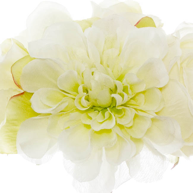 Dahlia & Cabbage Rose Bouquet White (28cmH)
