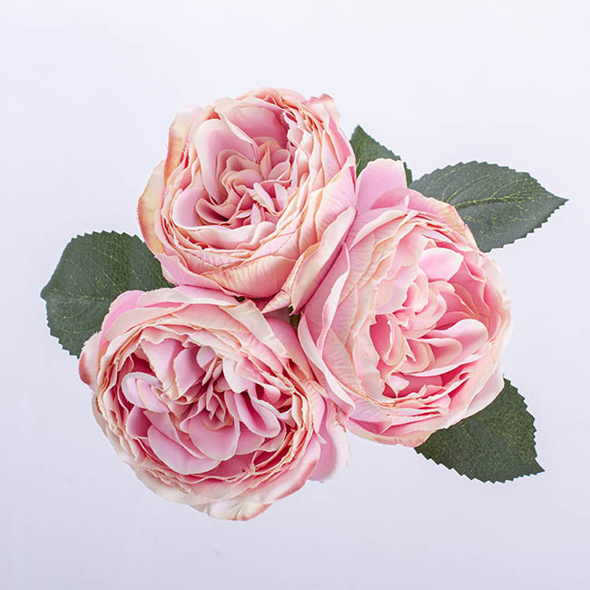 English Garden Rose Bouquet Ice Pink (35cmH)