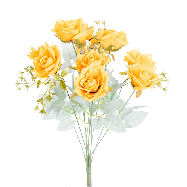 Blooming Garden Rose 11 Head Bouquet Yellow (8cmDx51cmH)