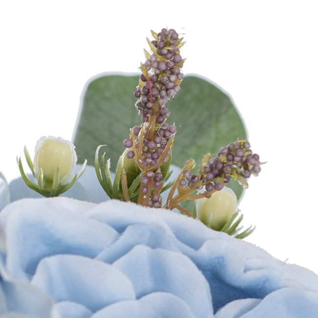 English Rose 7 Head Bouquet Soft French Blue (38cmH)