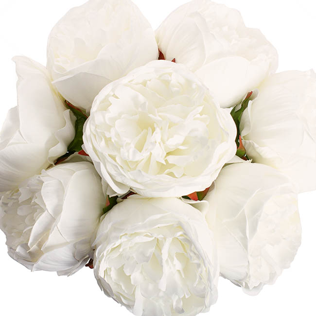 Peony Bouquet Emily x8 Flowers White (34cmH)