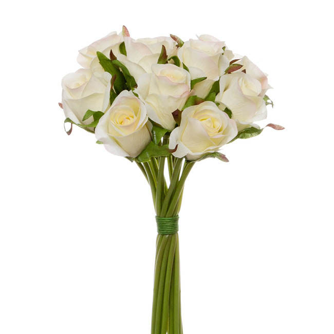 Katie Rose Bouquet with 16 Flowers Champagne Cream (25cmH)