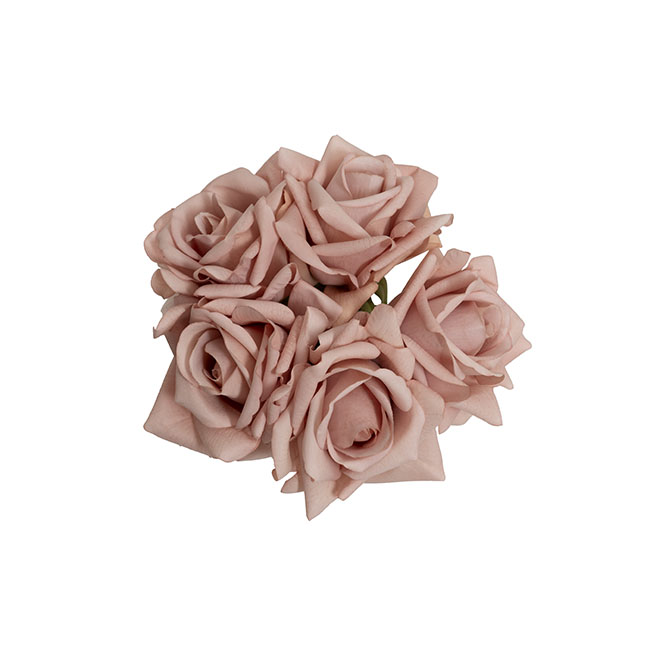 Siena Real Touch Rose Bouquet x 5 Heads Powder Pink (26cmH)