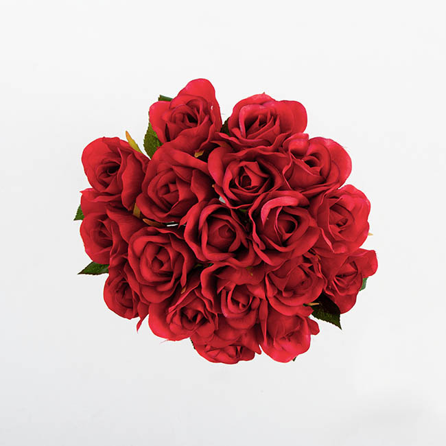 Lavina Rose Bud Bouquet 18 Heads Red (33cmH)