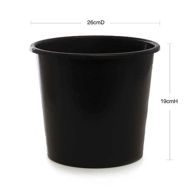 Dutch Flower Bucket Plastic Round 07L Black (23.5Dx20.5cmH)