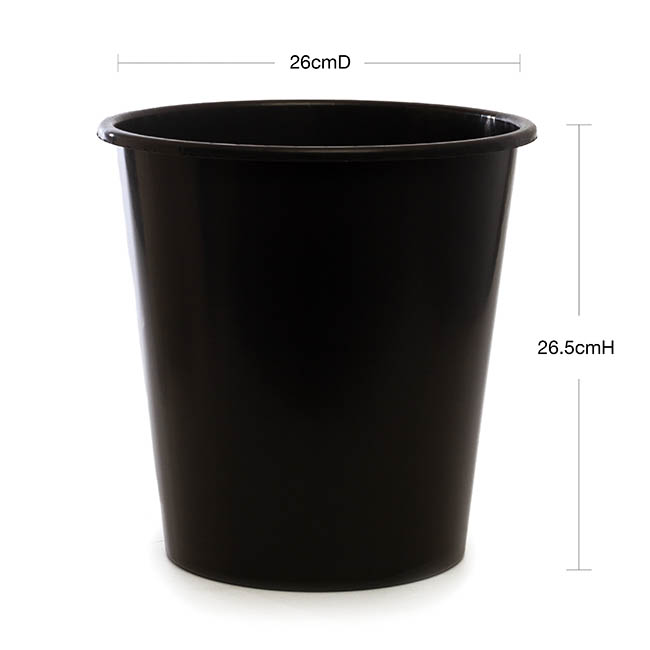Dutch Flower Bucket Plastic Round 10L Black (26Dx26.5cmH)