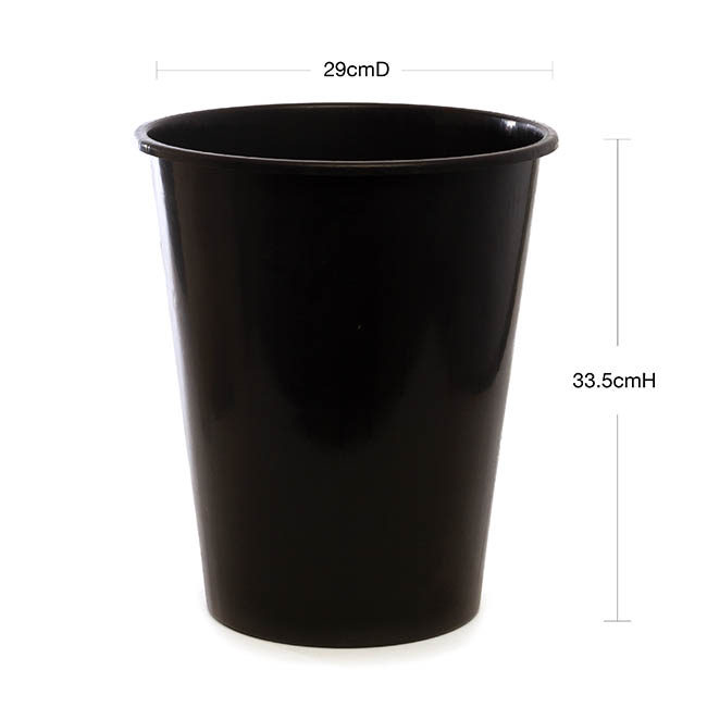 Dutch Flower Bucket Plastic Round 13L Black (29Dx33.5cmH)