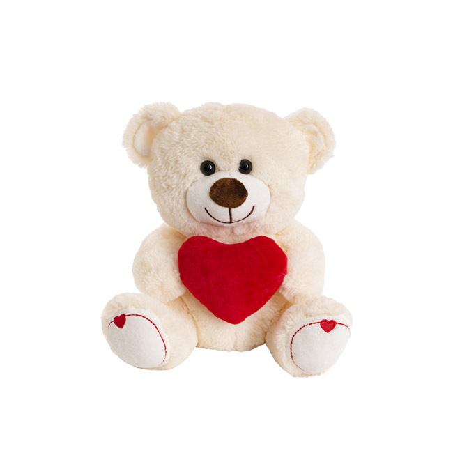 Teddy Bear With Red Heart on Paw Cream (26cmST)