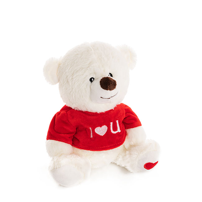 Cute Baby Bear With T-Shirt White (21cmST)