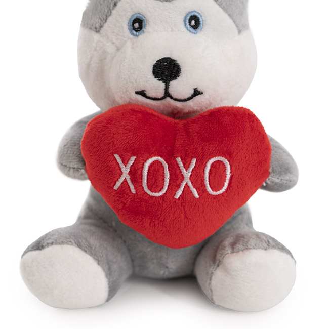 Husky Dog Holding Heart Grey (14cmST)