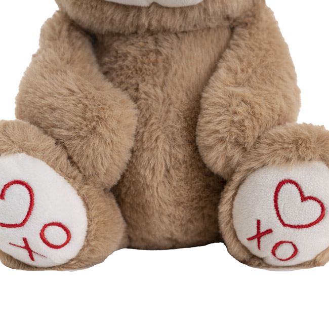 Teddy Bear With XO On Paw Dark Brown (25cmST)