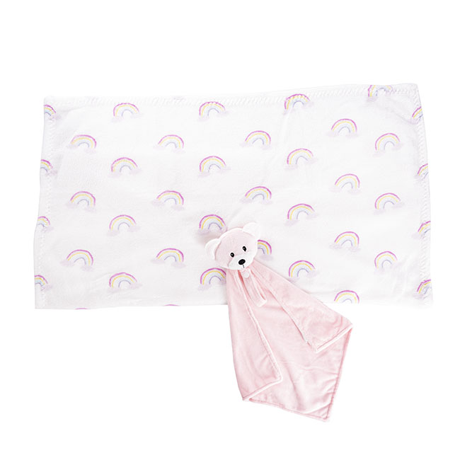 Baby Gift Box Bear Comforter And Blanket Baby Pink