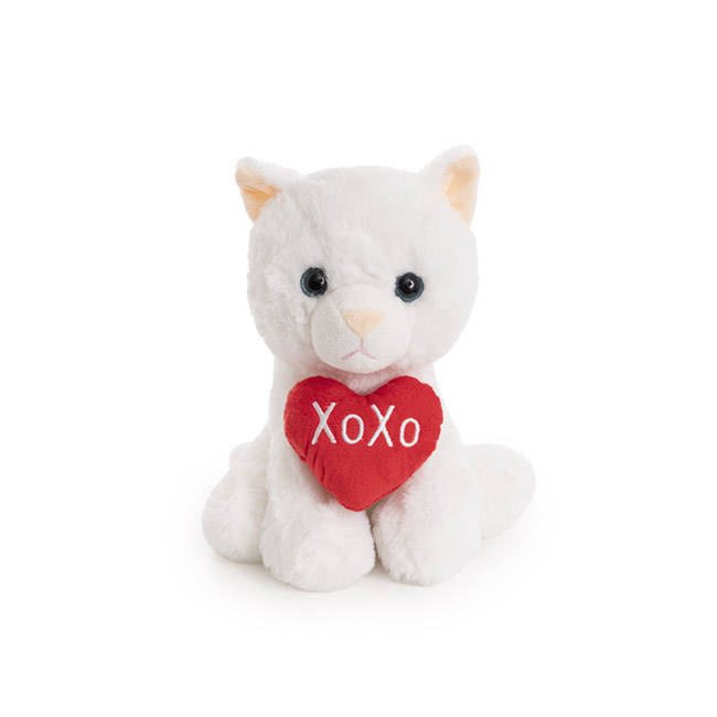 Lunna Cat Holding Xoxo Heart White (20cmST)