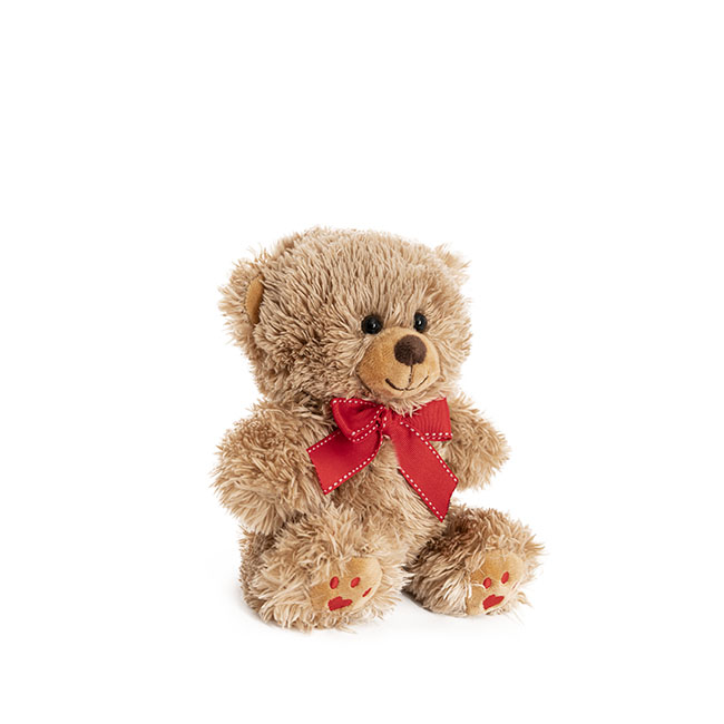 Aiden Bear with Red Bow Brown (20cmST)