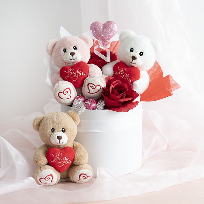 Mini Teddy Bear Alfie w Love You Heart Dusty Pink (14cmST)