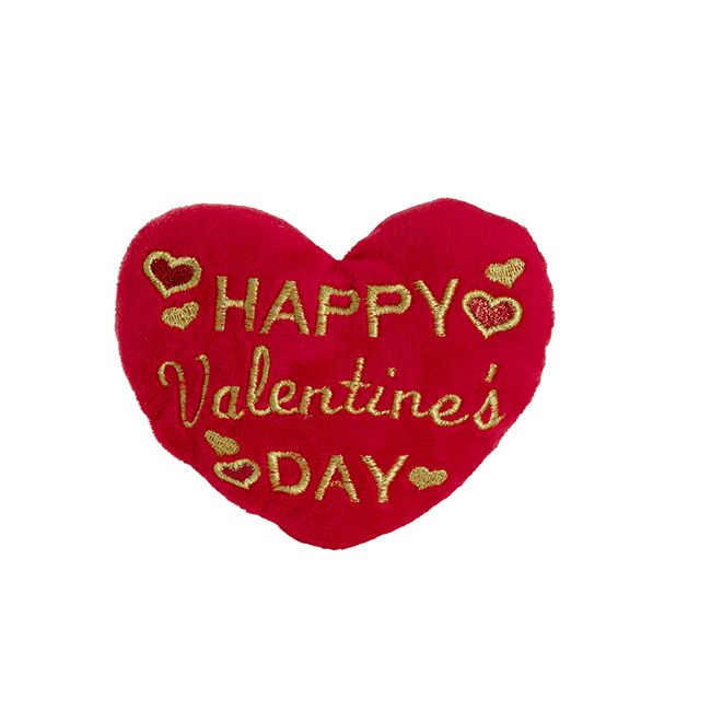 Mini Velvet Happy Valentines Day Heart Red (12cmWx10.5cmH)