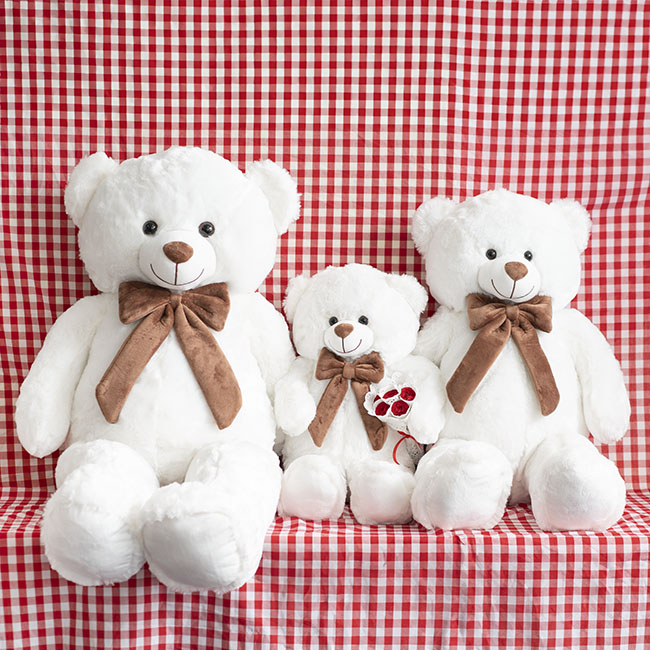 Kyle Bear With Brown Bow White (40cmST)