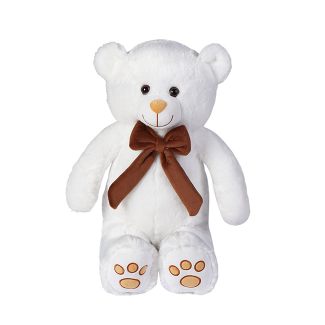 Kyle Bear With Brown Bow White (52cmST)