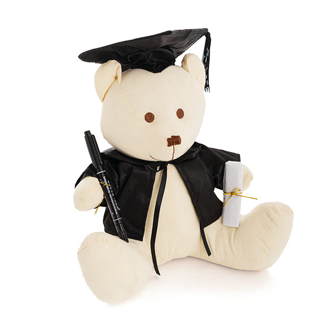 Graduation Signature Calico Teddy Bear w Pen Cream (25cmST)