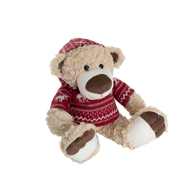 Archie the Artic Bear w Hoodie Brown (25cmH)