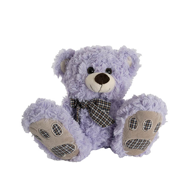 Elliot Teddy Bear w Bow Soft Purple (23cmST)