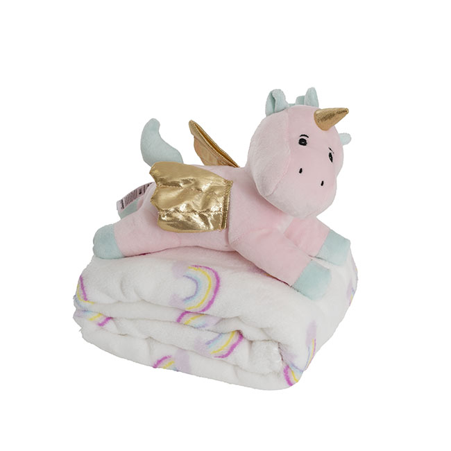 Unicorn Pebbles & Blanket Gift Pack Pink (20x18x26cm)