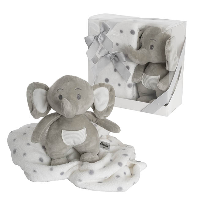 Elephant Ellie & Blanket Gift Pack Grey (25x12x25cm)