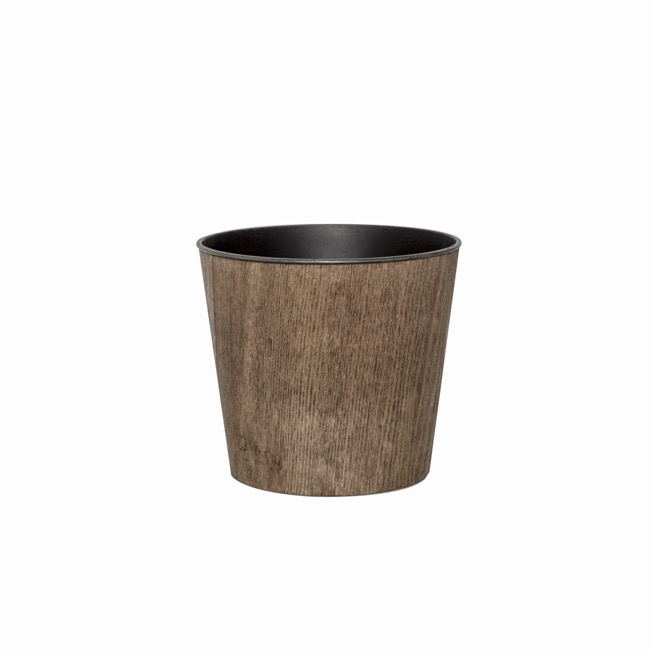 Flora Woodgrain Walnut Pot Round (13Dx11.5cmH)