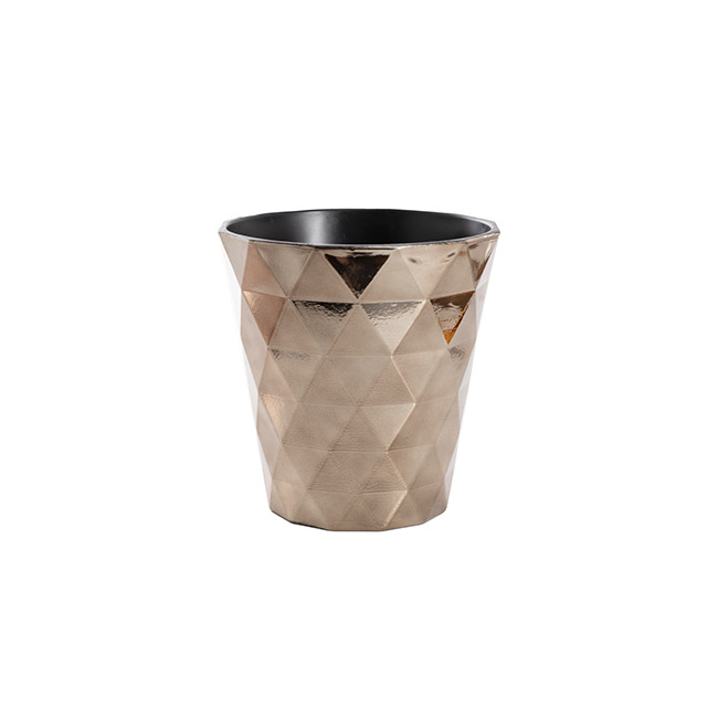 Flora Diamond Pattern Pot Round (16Dx16.5cmH) Champagne