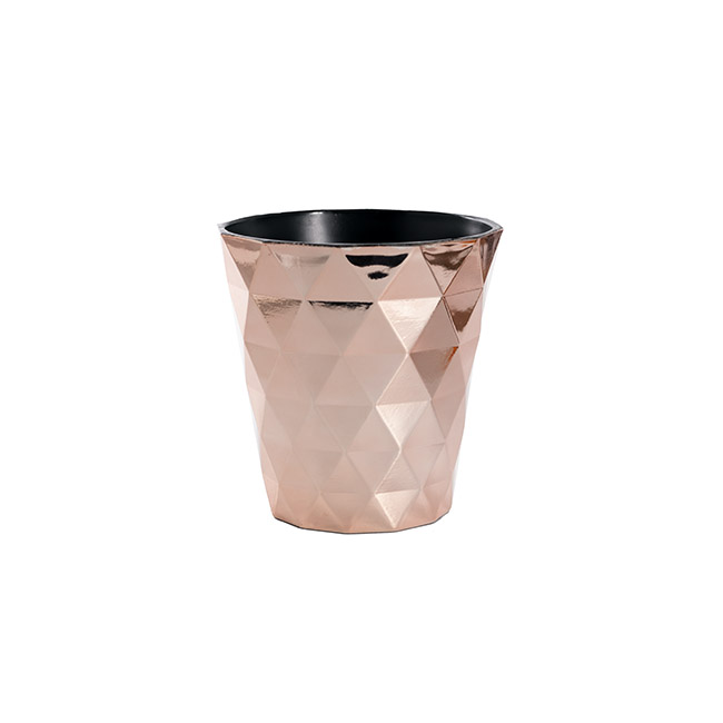Flora Diamond Pattern Pot Round (16Dx16.5cmH) Rose Gold