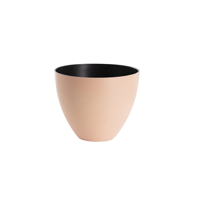 Flora Stripe Pot Round (18.5Dx15cmH) Nude