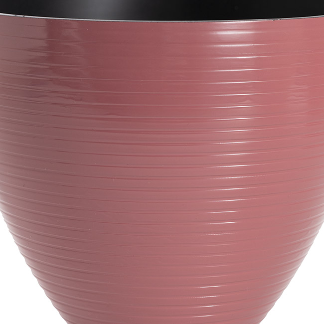 Flora Stripe Pot Round (18.5Dx15cmH) Terracotta Rose