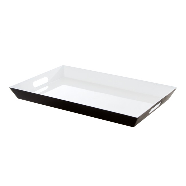 Plastic Rectangle Tray with Handles White (45.5x30.5x4.2cmH)