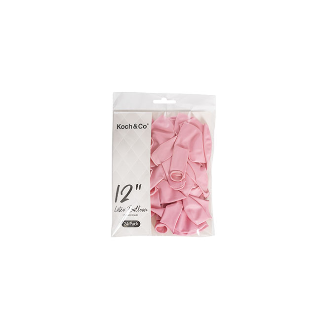 Latex Koch Balloon 12 24 Pack Pastel Pink (31cmD)