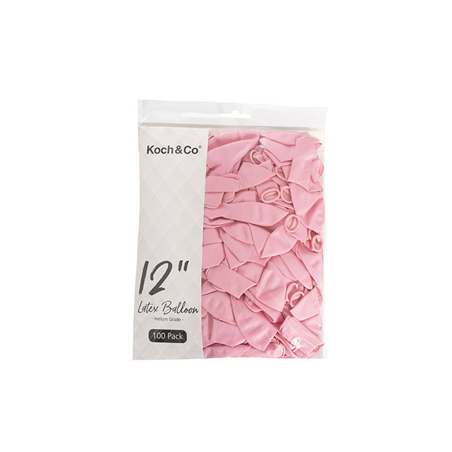 Latex Koch Balloon 12 100 Pack Pastel Pink (31cmD)