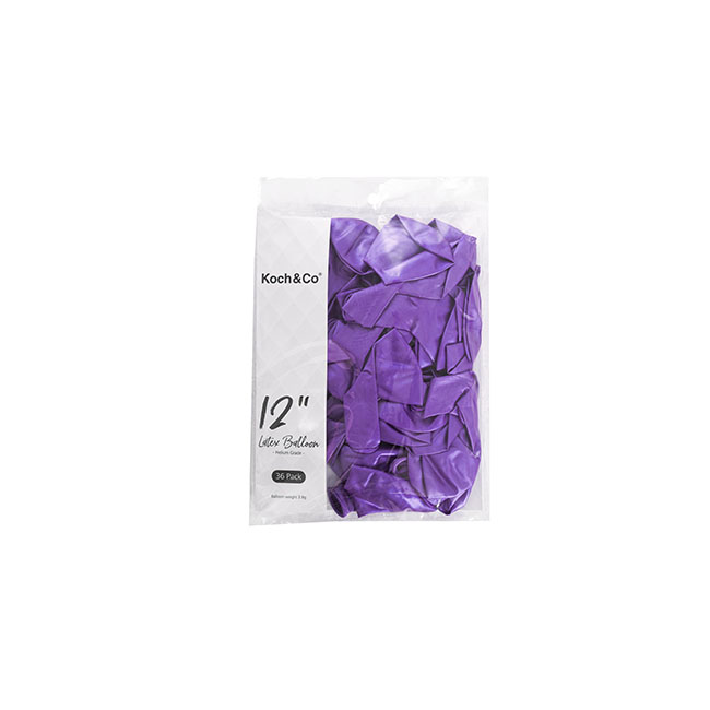Latex Balloon 12 (30.5cm) Metallic Purple (36 Pack)