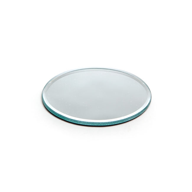 Round Mirror Candle Plate with Bevelled Edge (10cm)