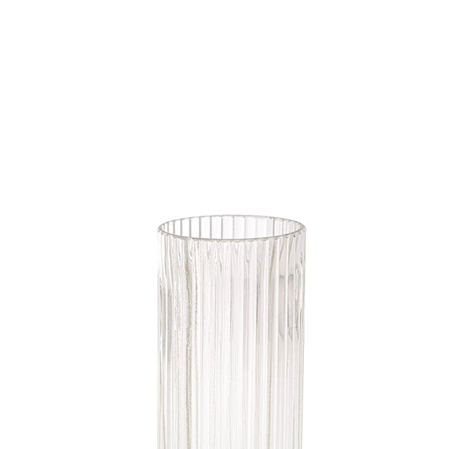 Glass Craft Ripple Vase Candle Holder Clear (6x16cmH)