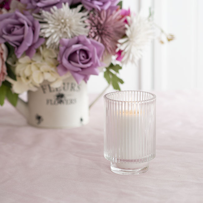 Glass Craft Ripple Vase Candle Holder Clear (8.7x12.8cmH)