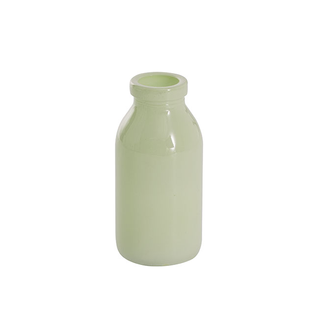 Glass Classic Milk Bottle Solid Glossy Sage (5x10cmH)