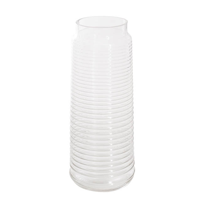 Glass Luminous Cylinder Vase Clear (12x30cmH)