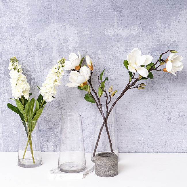 Glass Flourish Taper Vase Clear (13x25cmH)