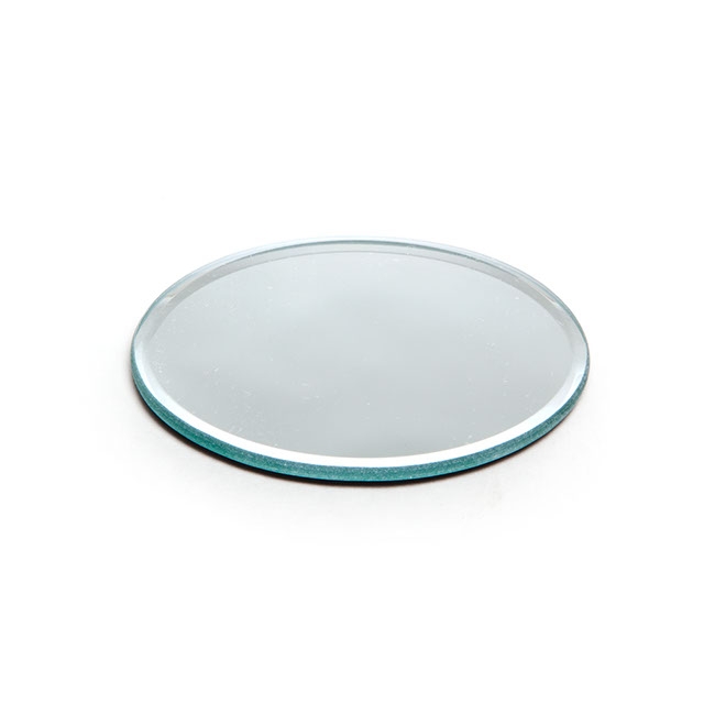 Round Mirror Candle Plate With Bevelled, 14 Round Mirror Plate