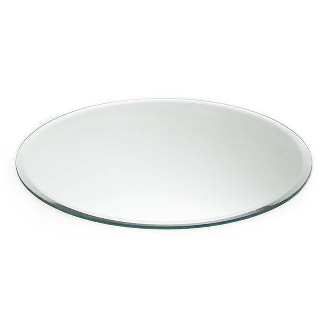 Round Mirror Candle Plate with Bevelled Edge (40cm)