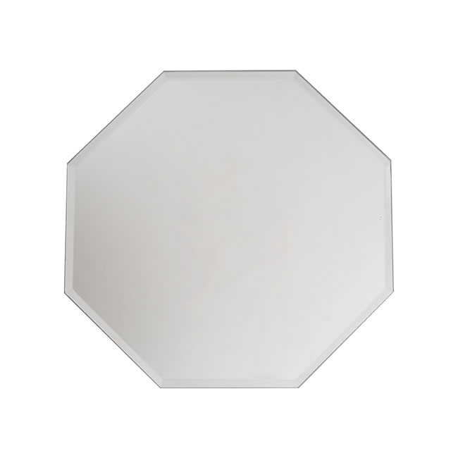 Octagon Mirror Glass Bevelled Plate Pack 2 Silver (20cmD)