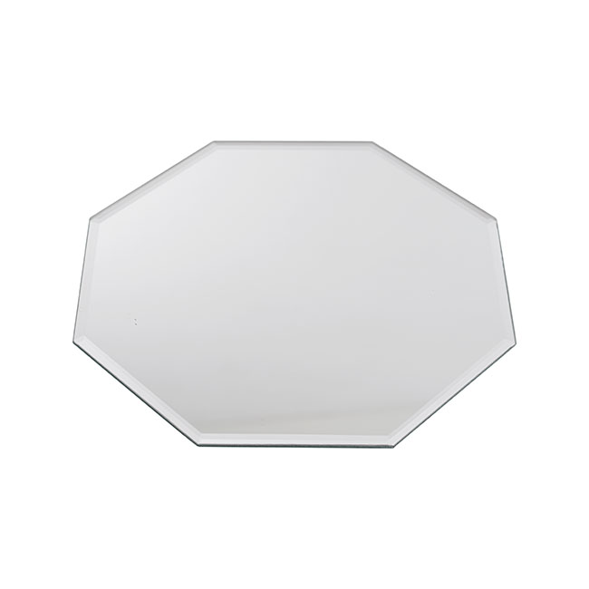 Octagon Mirror Glass Bevelled Plate Pack 2 Silver (20cmD)