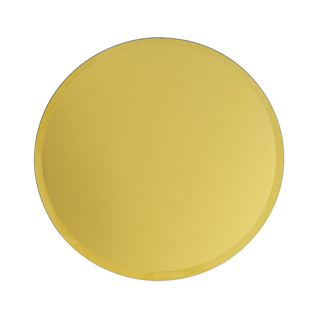 Round Mirror Glass Bevelled Plate Pack 2 Gold (30.5cmD)